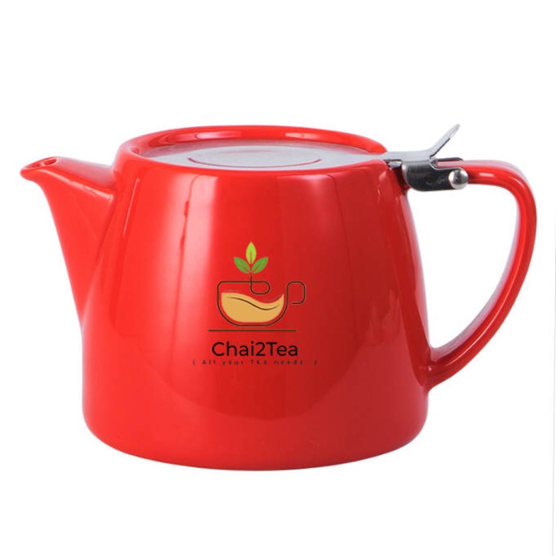 Ceramic Teapot with Stainless Steel 20Oz (Red) Chai2Tea